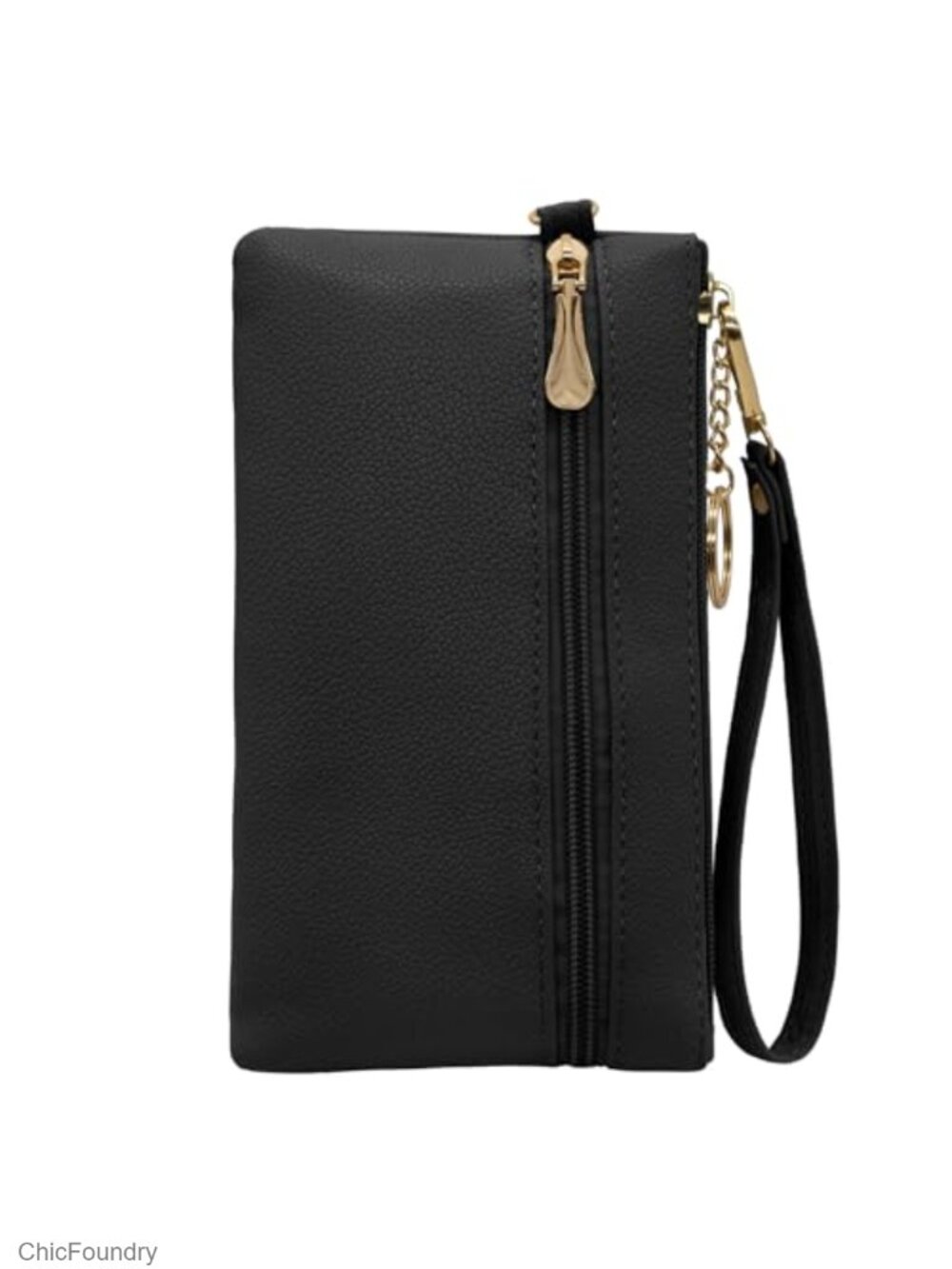 Faux Leather Wristlet Clutch Wallet with Keychain Credit Card Holder